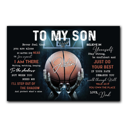 Personalized Basketball Gift To My Son From Dad Canvas Gift For Son
