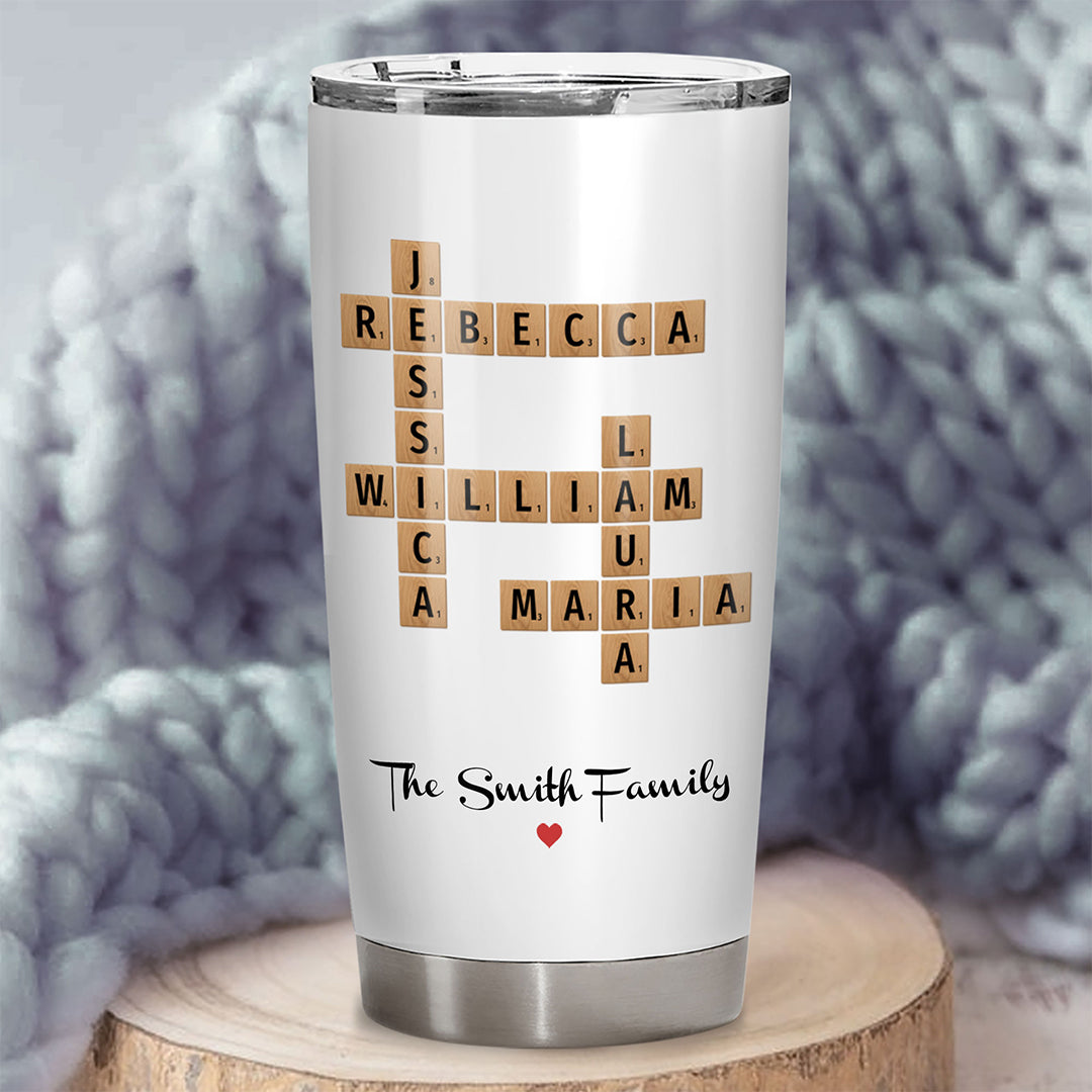 Family Names Crossword Puzzle Tumbler Personalized Gift For Family