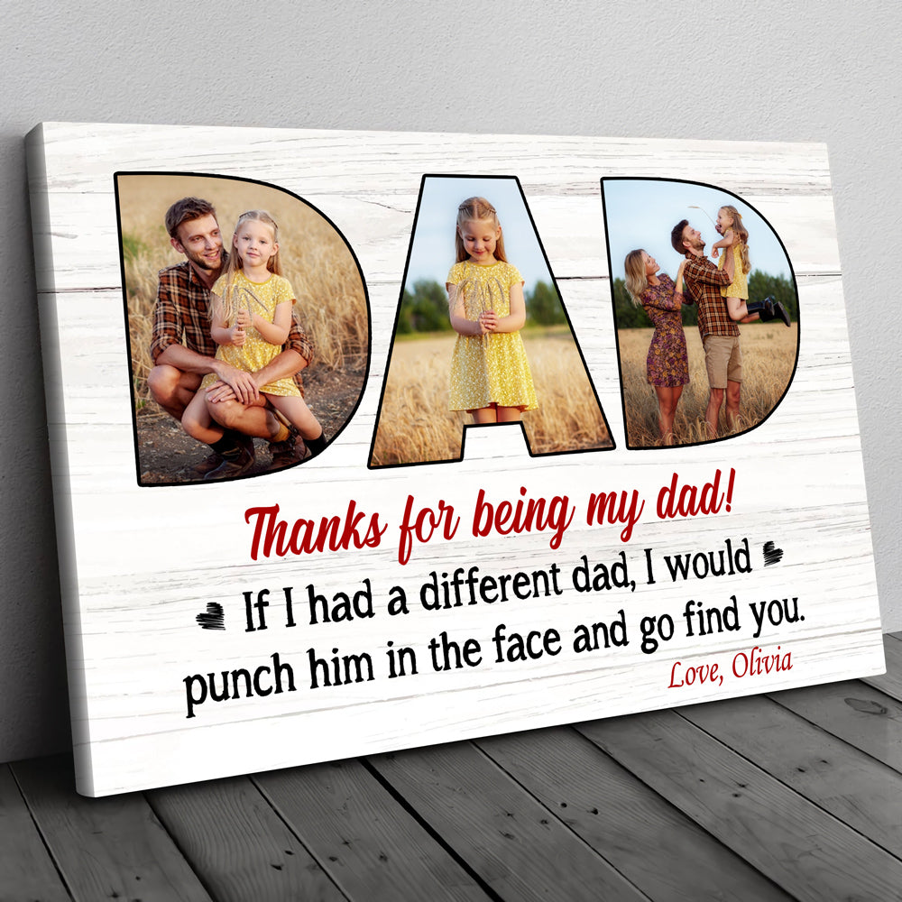 Thanks For Being My Dad Gift From Children Personalized Canvas