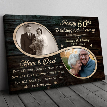Mom Dad We Love You Personalized Canvas - Wedding Anniversary Gifts By Year For Parents