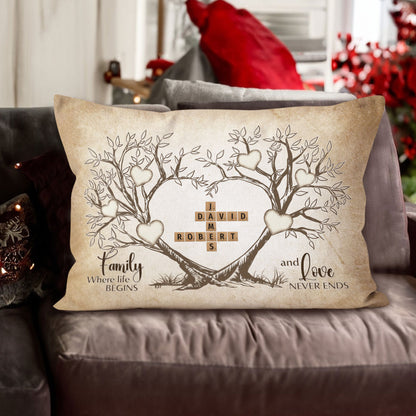 Love Never Ends Crossword Pillow Personalized Gift For Family