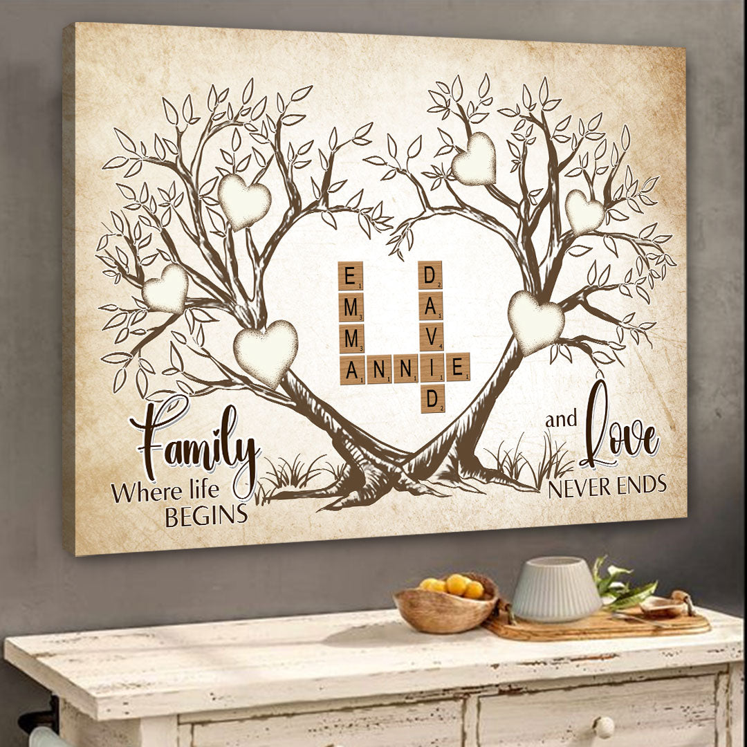 Love Never Ends Crossword Canvas Personalized Gifts For Family