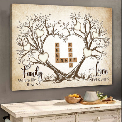 Love Never Ends Crossword Canvas Personalized Gifts For Family