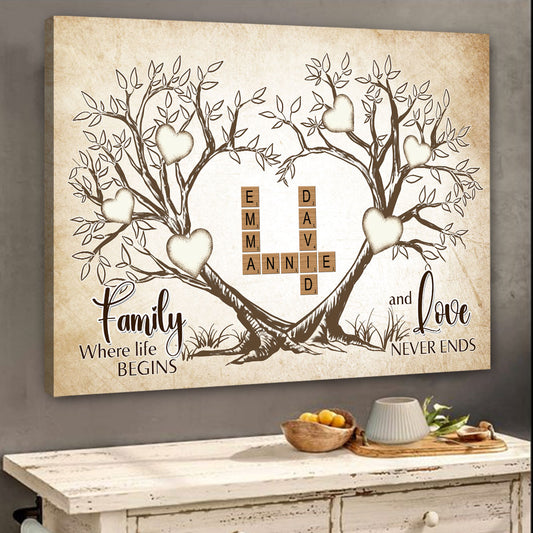 Love Never Ends Crossword Canvas Personalized Gifts For Family