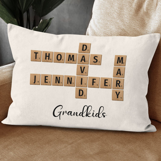 Grandkids Crossword Puzzle Pillow Personalized Gift For Grandparents