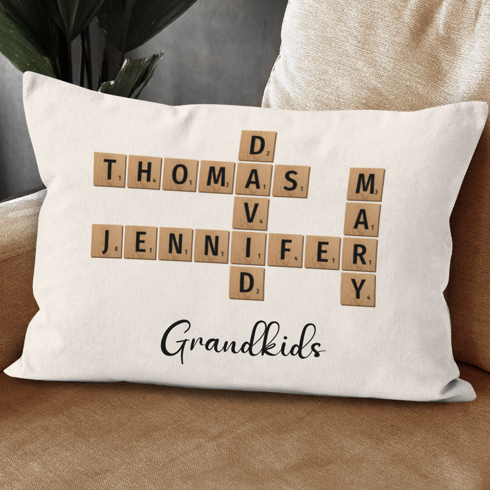 Grandkids Crossword Puzzle Pillow Personalized Gift For Grandparents