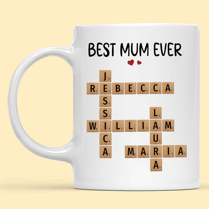 Best Mum Ever Crossword Puzzle Mug Personalized Gift For Mother