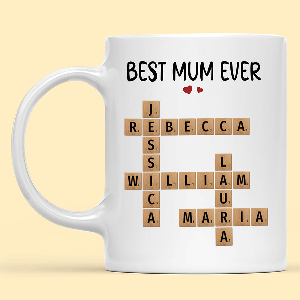 Best Mum Ever Crossword Puzzle Mug Personalized Gift For Mother