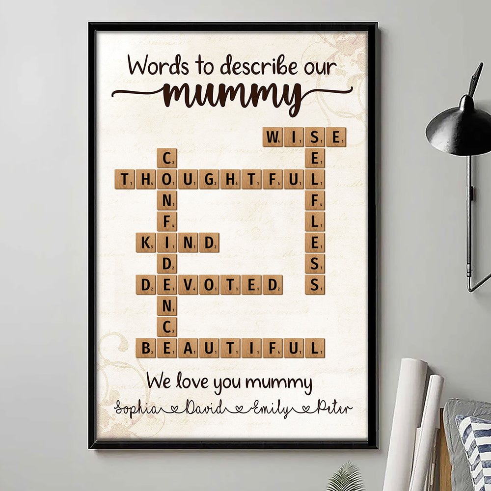 Words To Describe Mummy Crossword Poster Personalized Gift For Mum