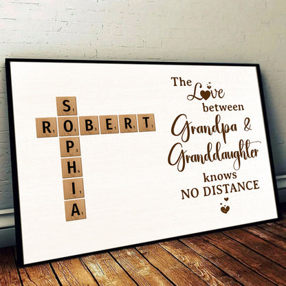 Grandpa & Granddaughter No Distance Crossword Puzzle Personalized Poster For Grandpa For Granddaughter