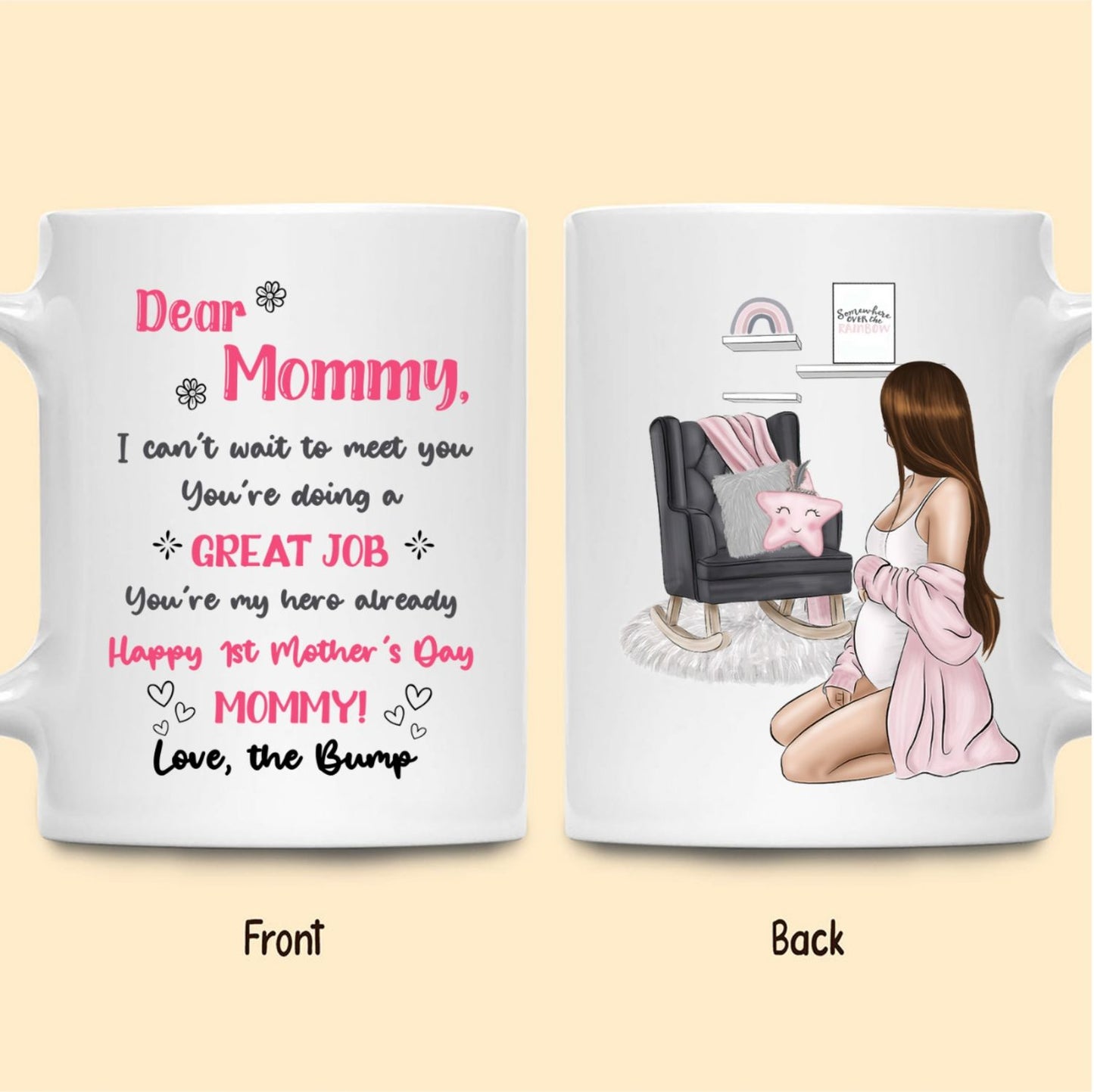 Personalized Mother's Day Gift For Expecting Mom Dear Mommy Warm And Safe Pregnant Mug