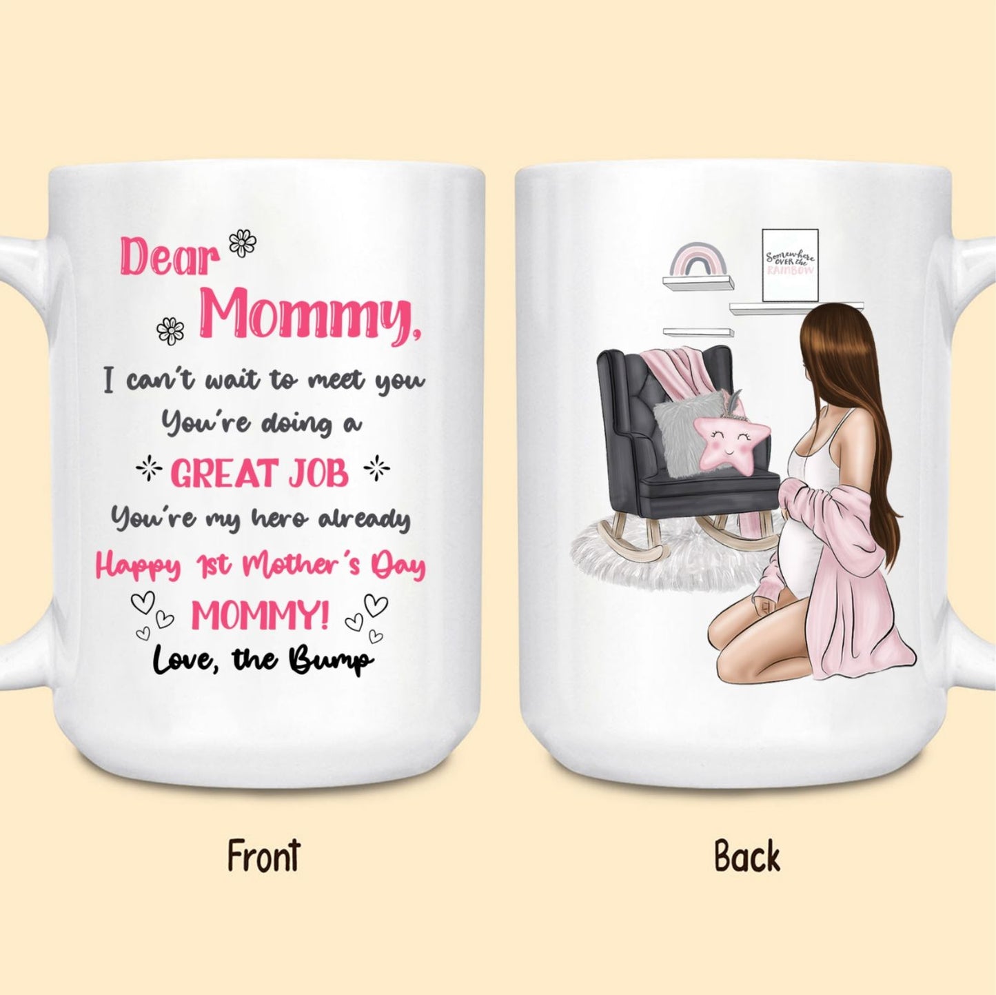 Personalized Mother's Day Gift For Expecting Mom Dear Mommy Warm And Safe Pregnant Mug
