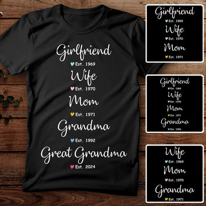 Wife Mom Grandma Shirt - Personalized Gifts For Mother & Grandmother