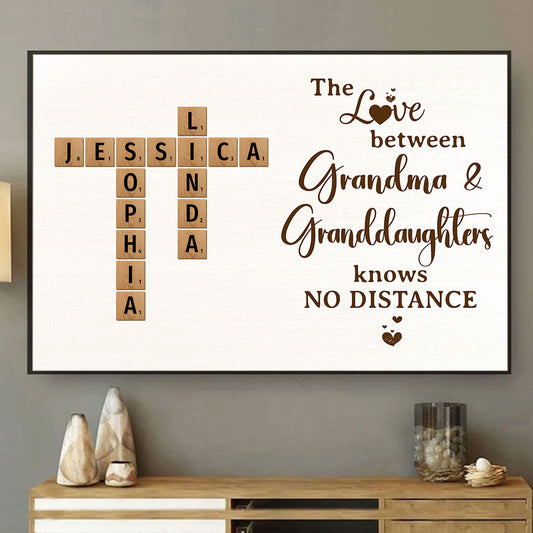 Grandma & Granddaughter No Distance Crossword Puzzle Personalized Poster For Grandma For Granddaughter