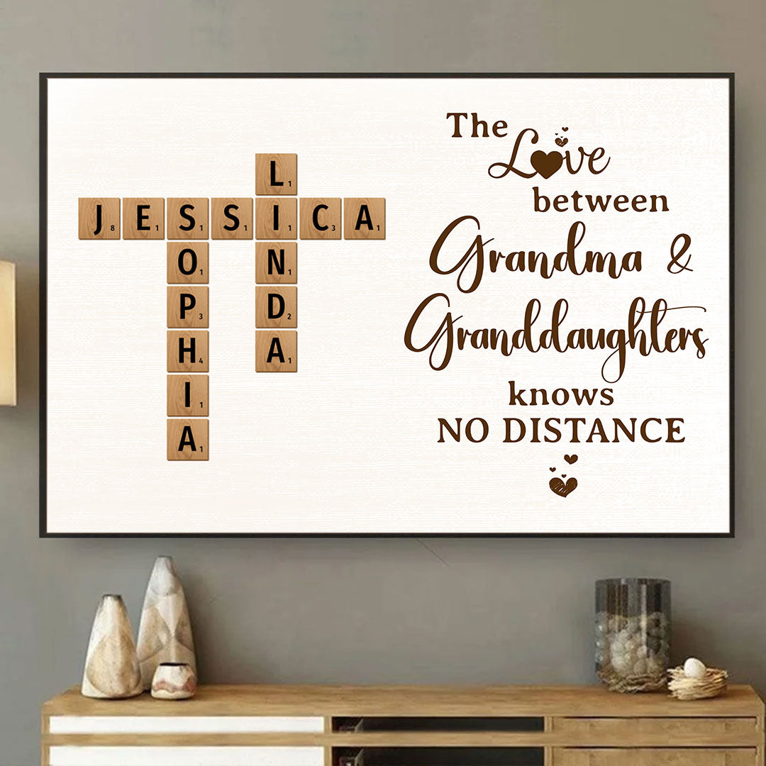 Grandma & Granddaughter No Distance Crossword Puzzle Personalized Poster For Grandma For Granddaughter