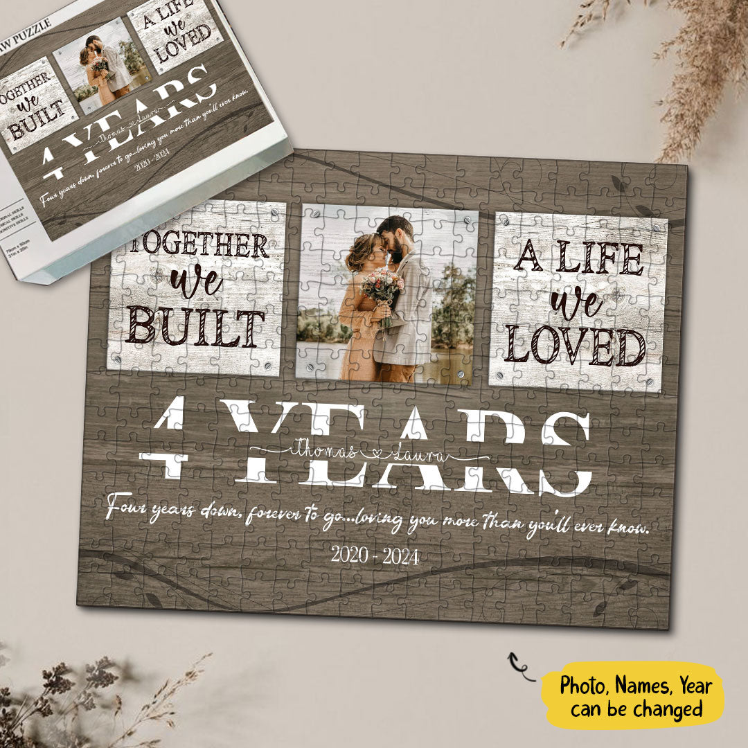 4th Anniversary Couple Together We Built A Life Personalized Puzzle