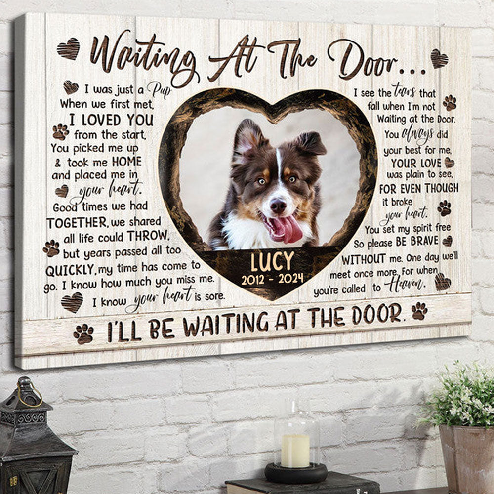 Waiting At The Door Canvas Pet Dog Cat Memorial Personalized Photo Gifts