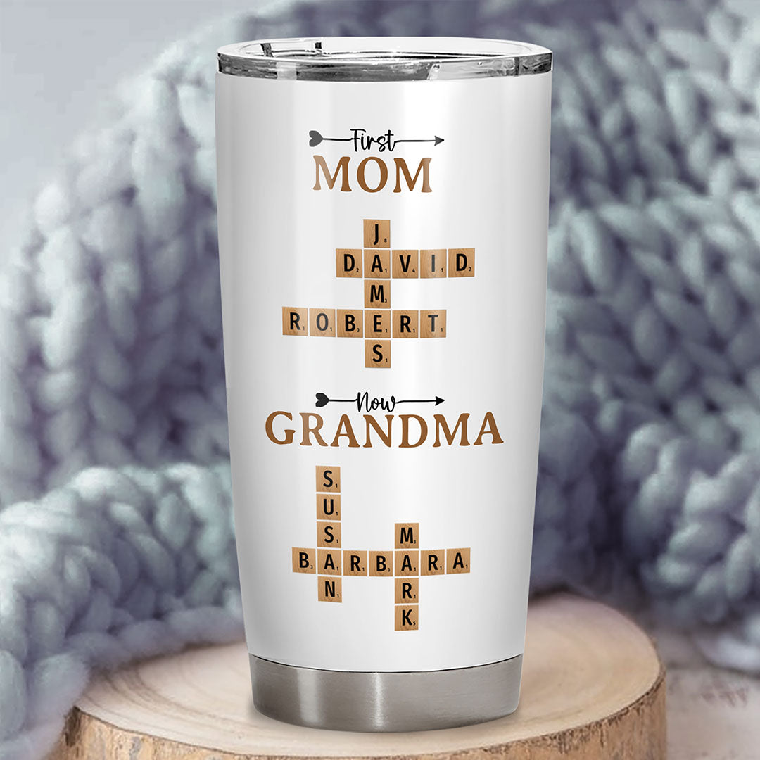 Now Grandma Crossword Puzzle Fat Tumbler Personalized Gift For Grandma