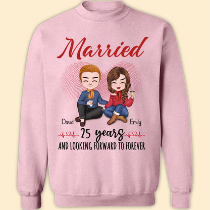 Married 25 Years Matching T-shirt Personalized Anniversary Gift For Couple