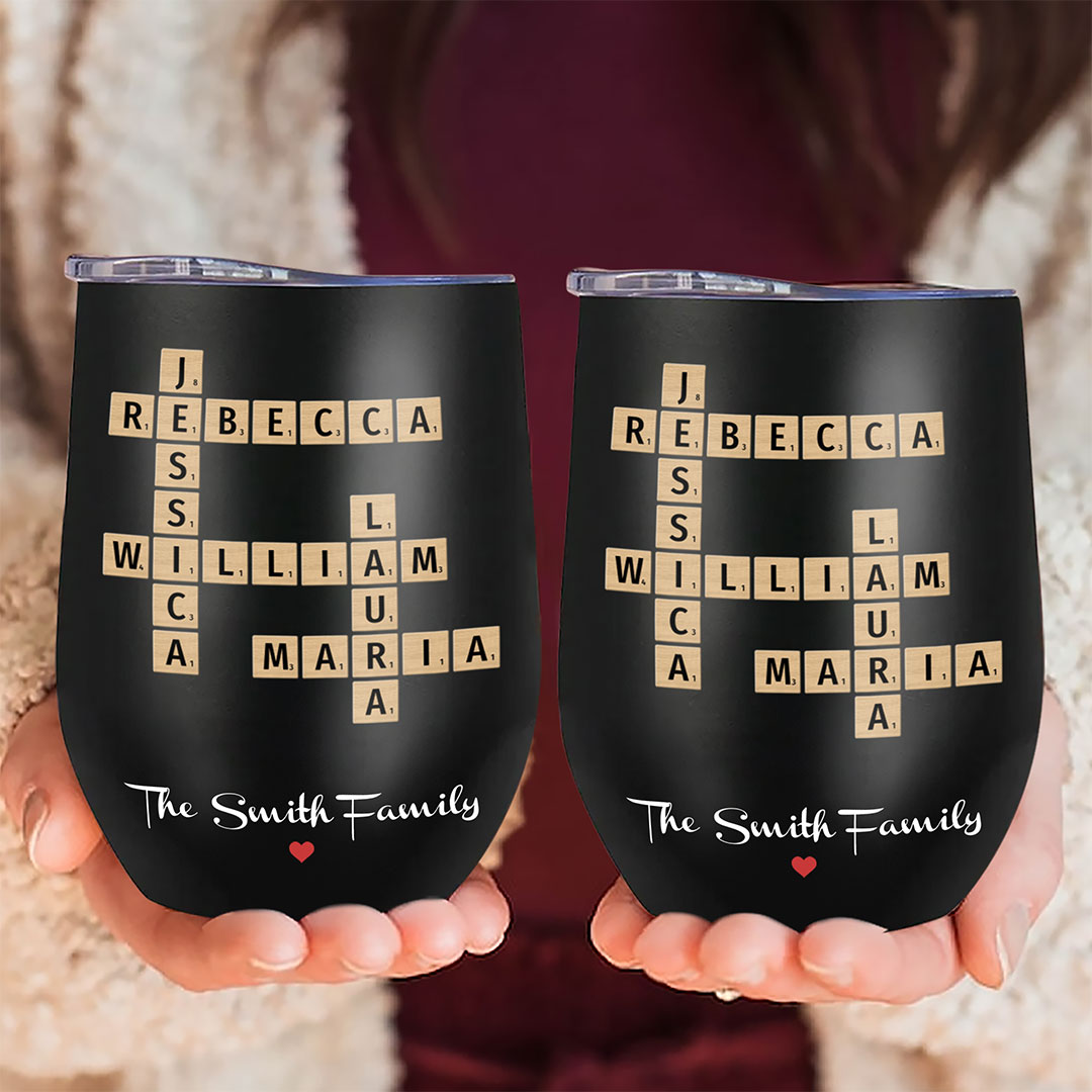 Family Names Crossword Puzzle Tumbler Personalized Gift For Family