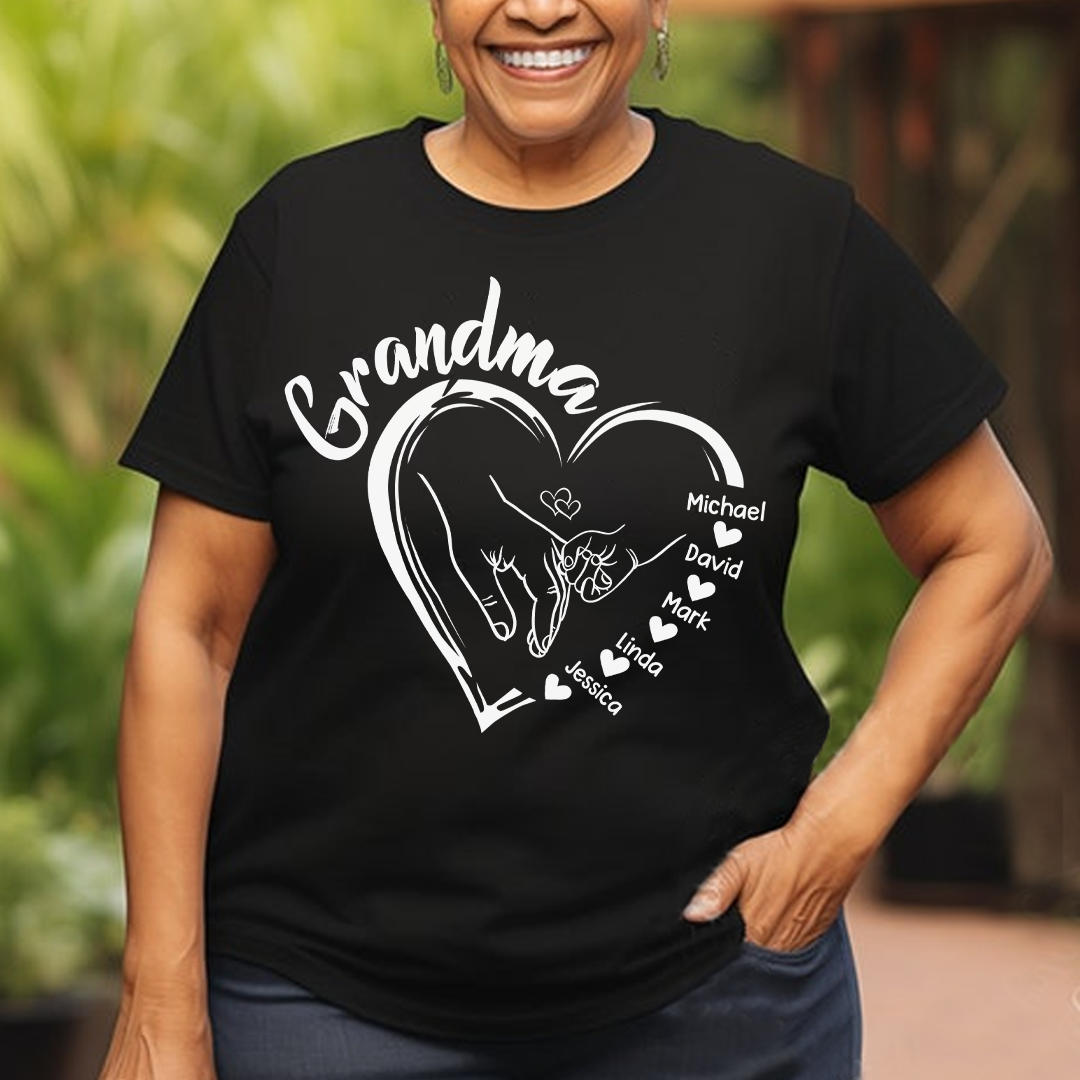 Grandma Heart With Grandkids T-shirt Personalized Gift For Grandma