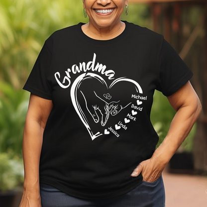 Grandma Heart With Grandkids T-shirt Personalized Gift For Grandma