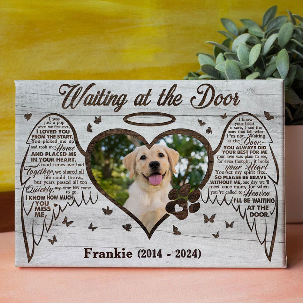 Dog Waiting At The Door Gift Pet Memorial Personalized Canvas