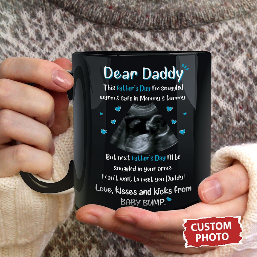 For Dad Kicks And Kisses From Baby Bump Personalized Father's Day Mug