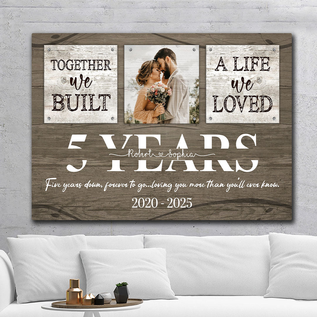 5 Years Together Canvas Personalized Anniversary Gift For Her For Him