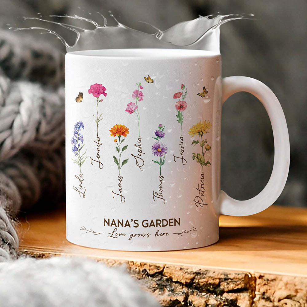 Grandma's Garden Birth Month Flower Personalized Mug For Grandma