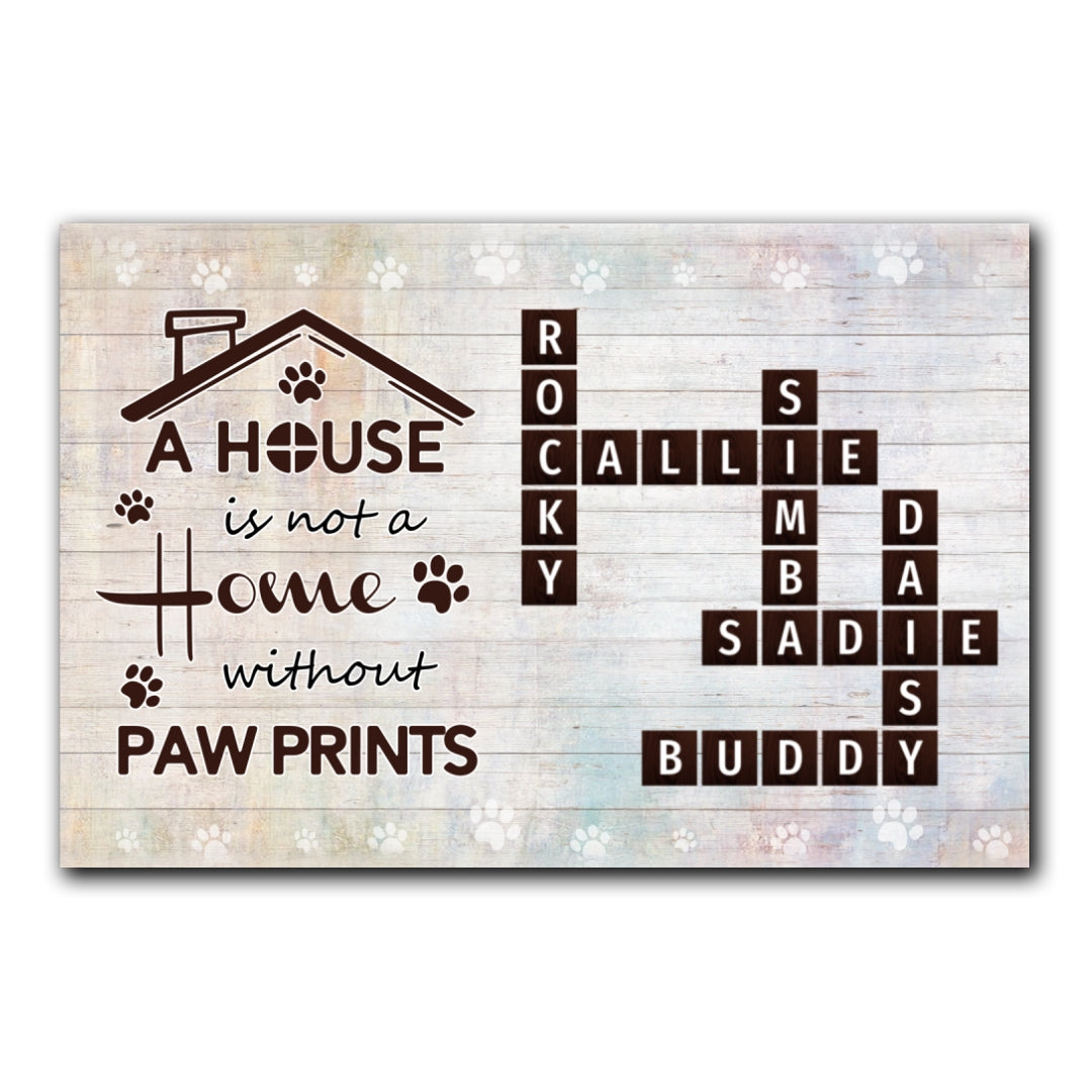 Pawprints Home Crossword Canvas Personalized Gift For Pet Lover