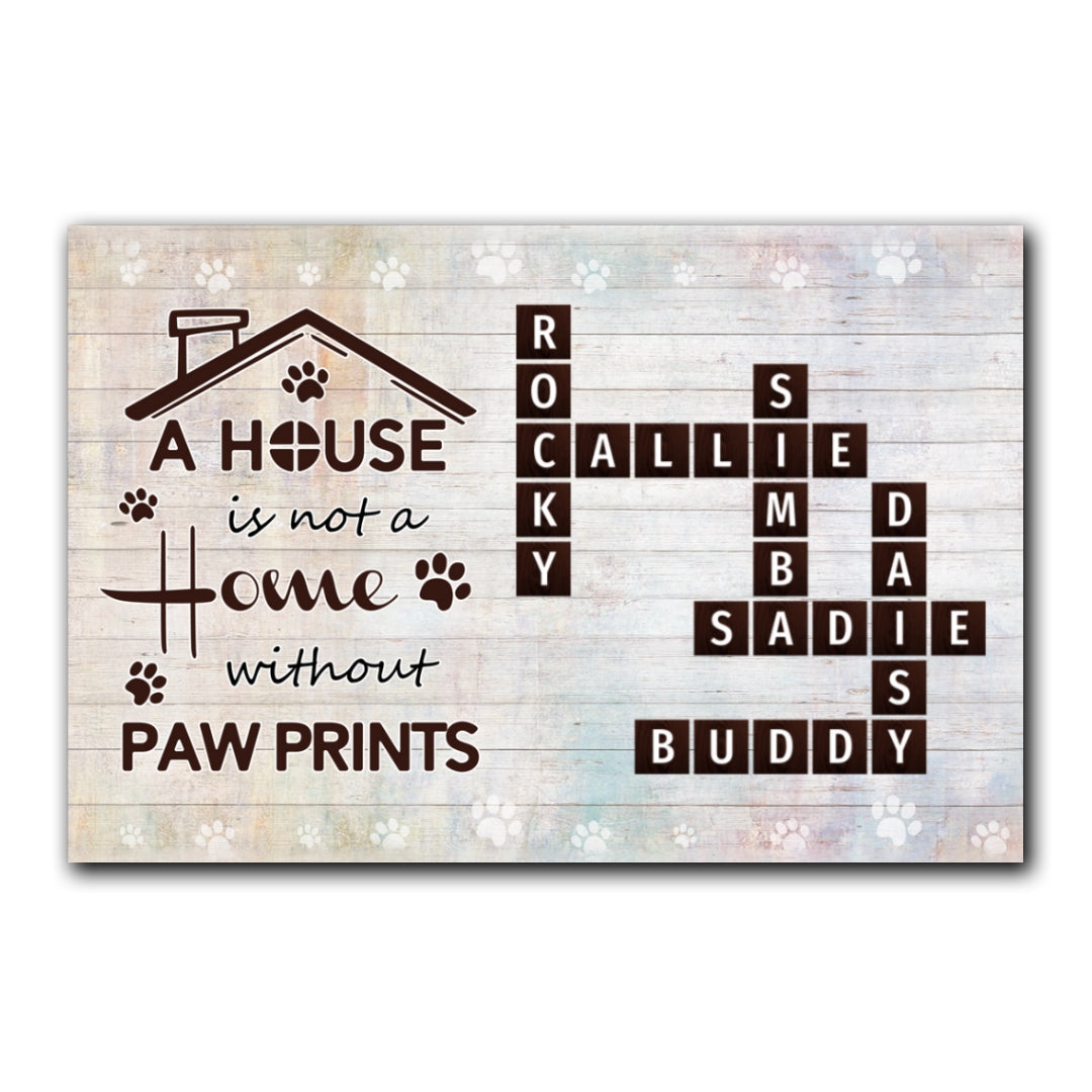 Pawprints Home Crossword Canvas Personalized Gift For Pet Lover