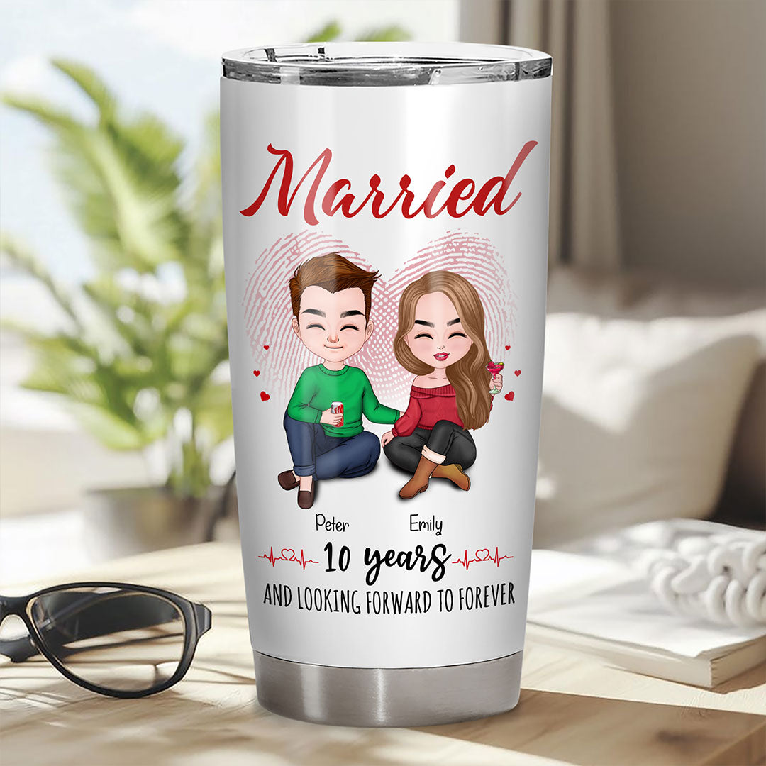 Married 10 Years Tumbler Personalized Anniversary Gift By Year For Couple