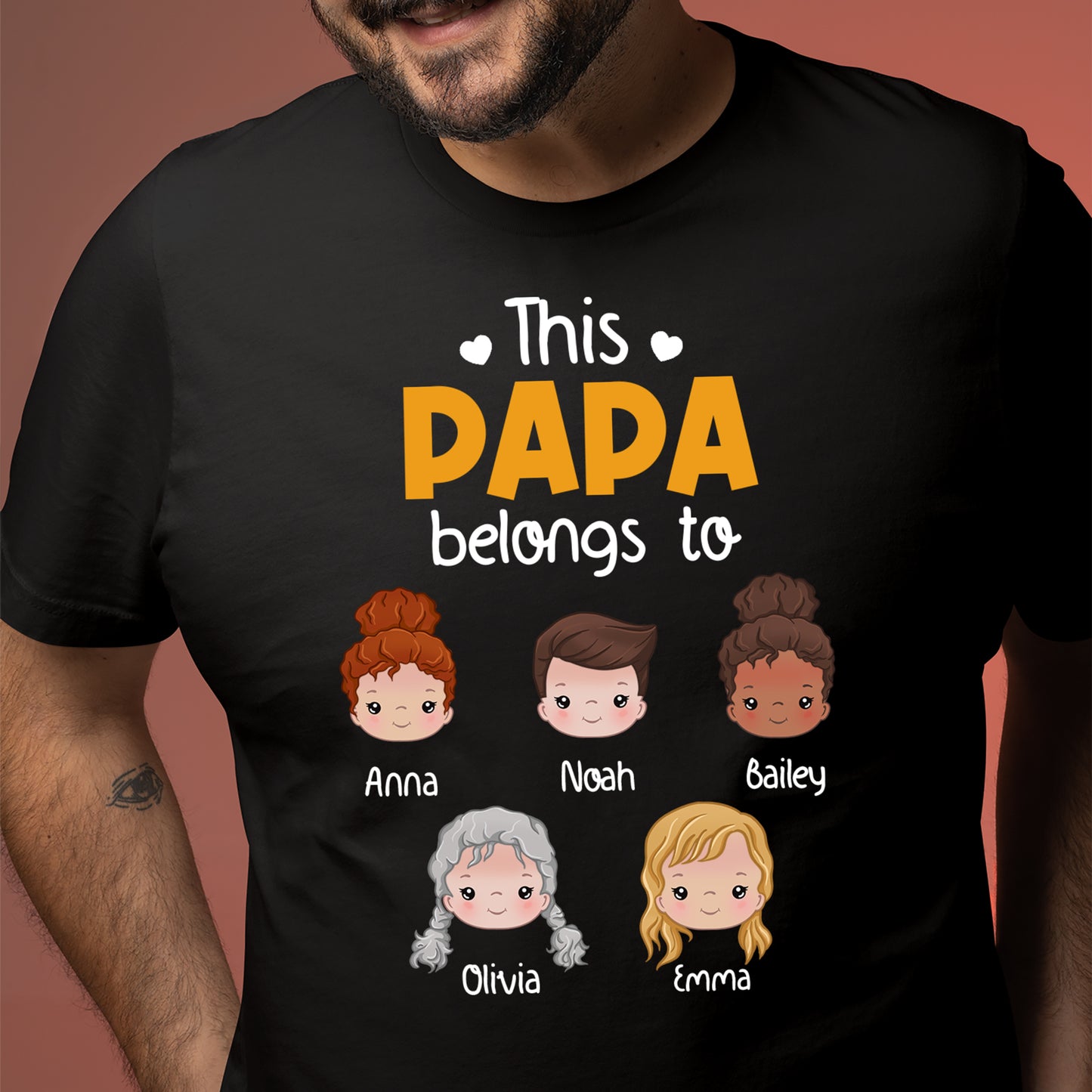 This Awesome Papa Belongs To Kids T-Shirts Personalized Gift For Grandpa