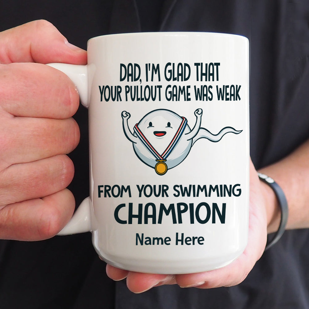 Dear Dad From Swimming Champion Mug Funny Personalized Gift For Father
