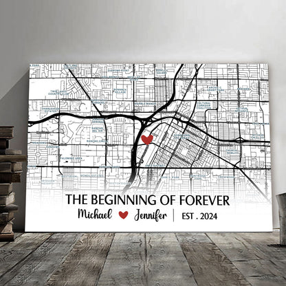 Beginning Of Forever Canvas Personalized Anniversary Gift For Couple