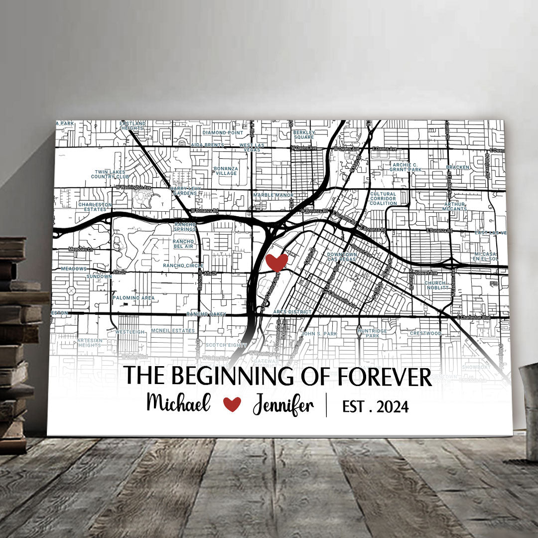 Beginning Of Forever Canvas Personalized Anniversary Gift For Couple