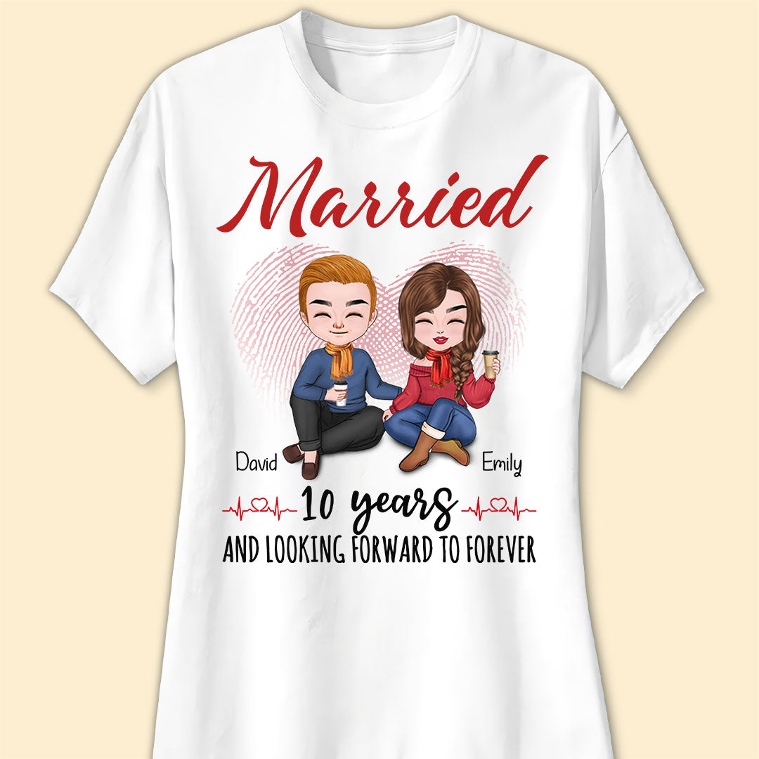 Married 10 Years Matching T-shirt Personalized Anniversary Gift For Couple