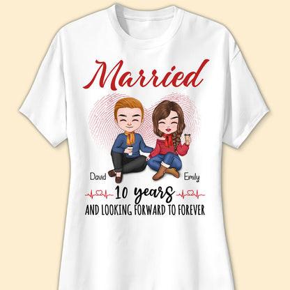 Married 10 Years Matching T-shirt Personalized Anniversary Gift For Couple