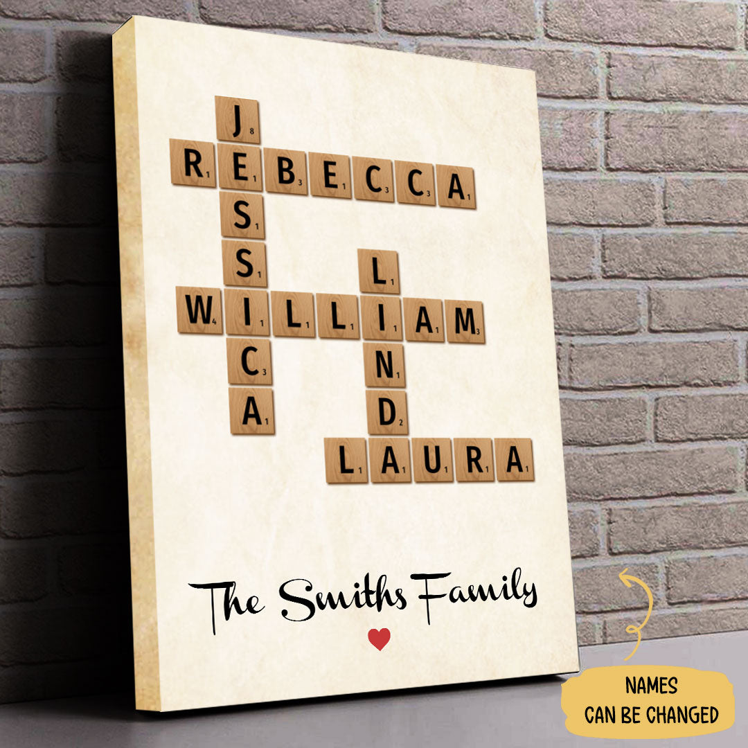 Family Name Crossword Puzzle Personalized Canvas For Family