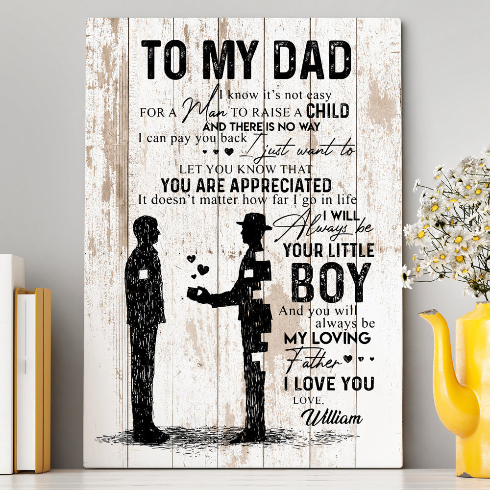 Little Boy To My Dad Canvas Personalized Gift For Dad From Son