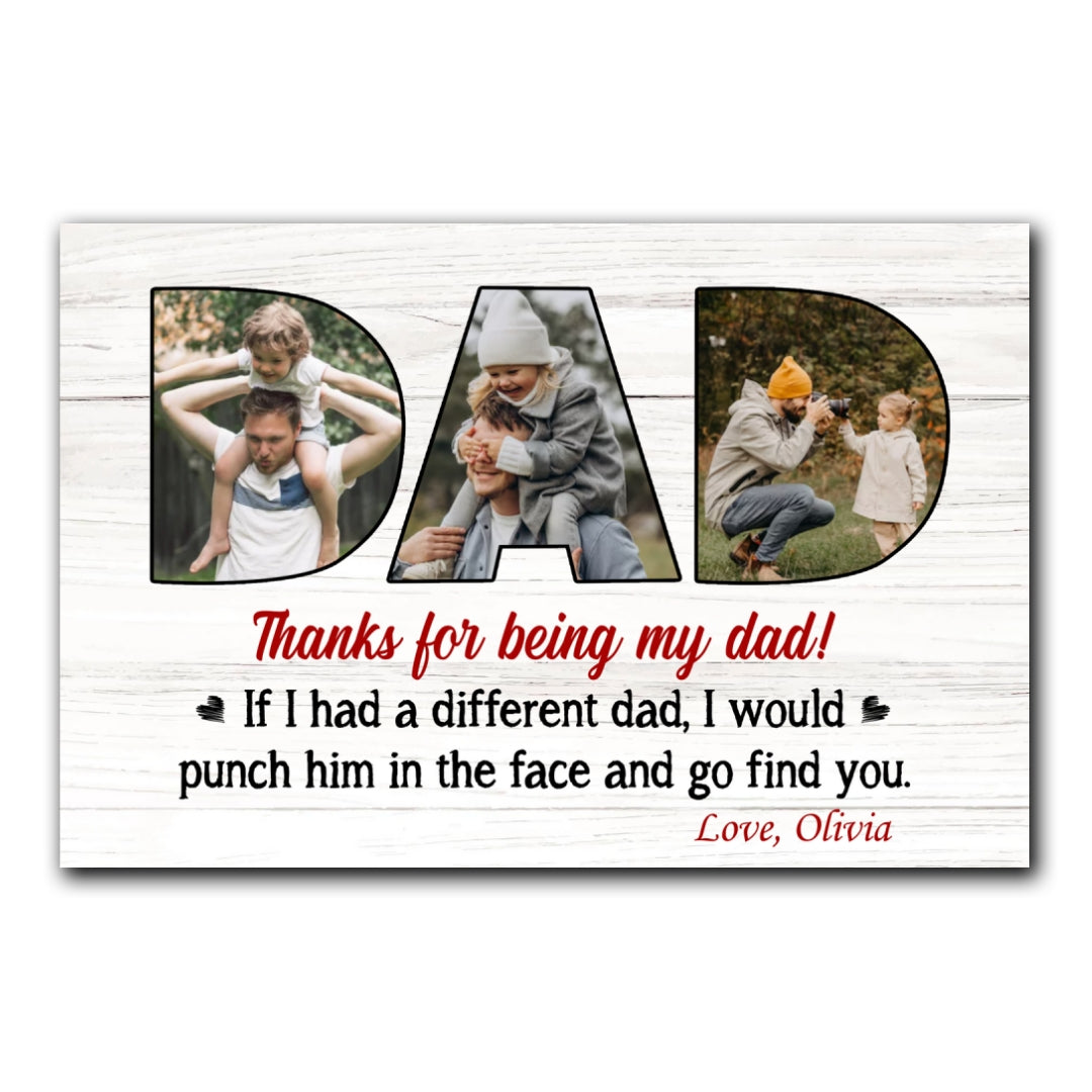 Thanks For Being My Dad Gift From Children Personalized Canvas