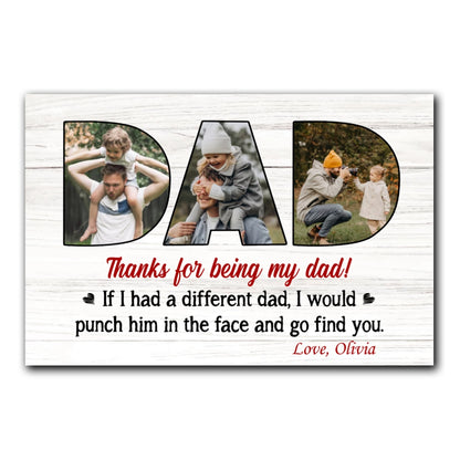 Thanks For Being My Dad Gift From Children Personalized Canvas