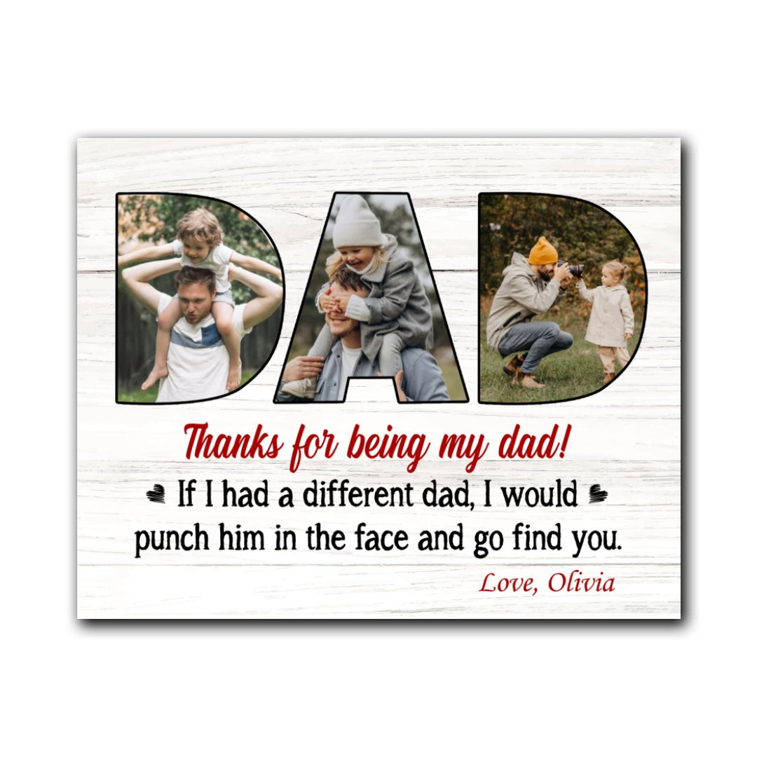 Thanks For Being My Dad Gift From Children Personalized Canvas