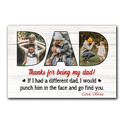 Thanks For Being My Dad Gift From Children Personalized Canvas