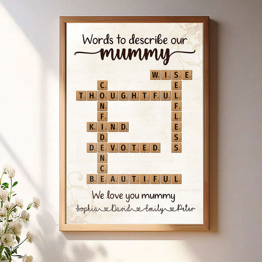 Words To Describe Mummy Crossword Poster Personalized Gift For Mum