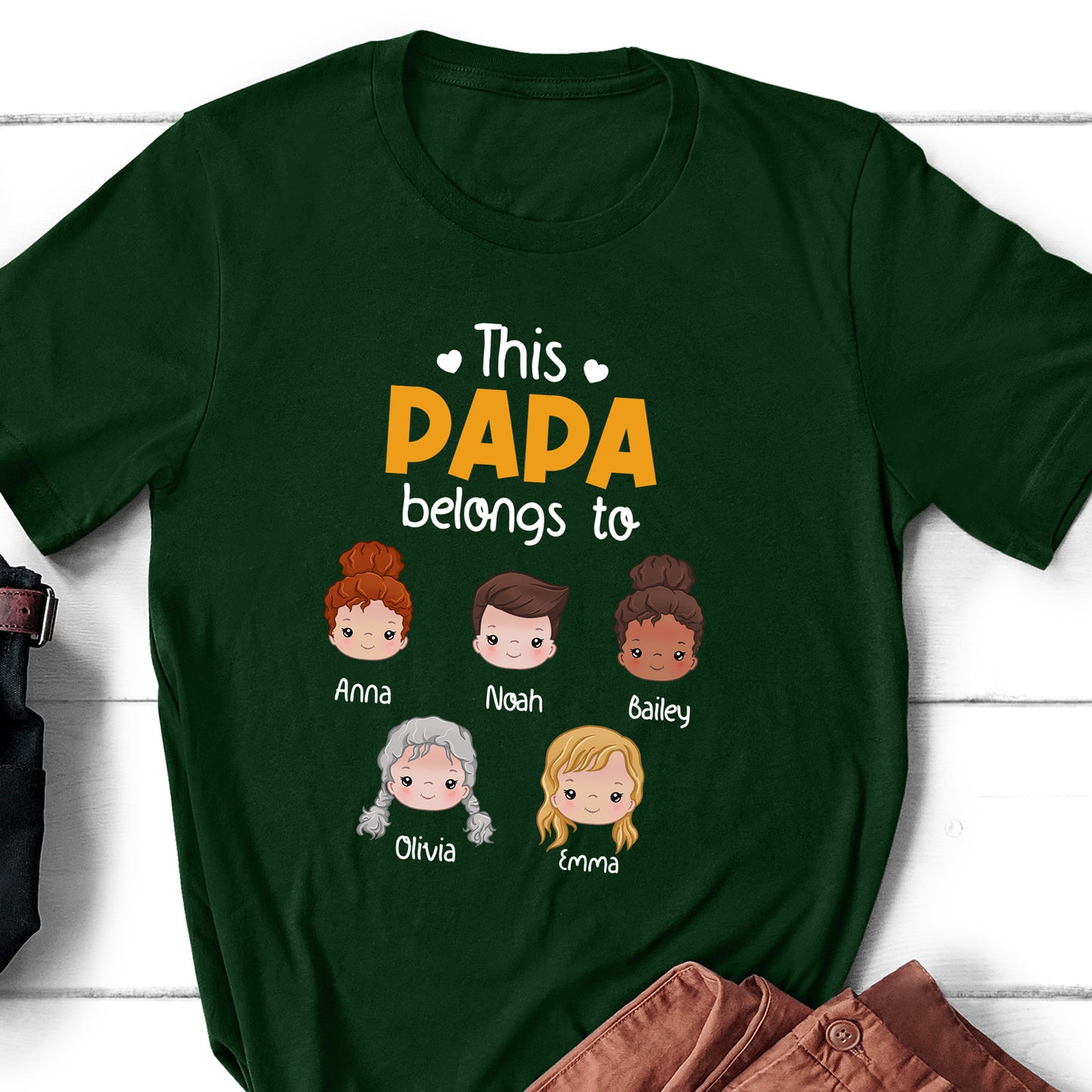 This Awesome Papa Belongs To Kids T-Shirts Personalized Gift For Grandpa