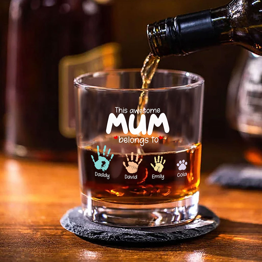 This Awesome Mom Belongs To Whiskey Glass Personalized Gift For Mother