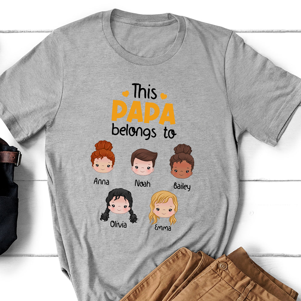This Awesome Papa Belongs To Kids T-shirt Personalized Gift For Grandpa