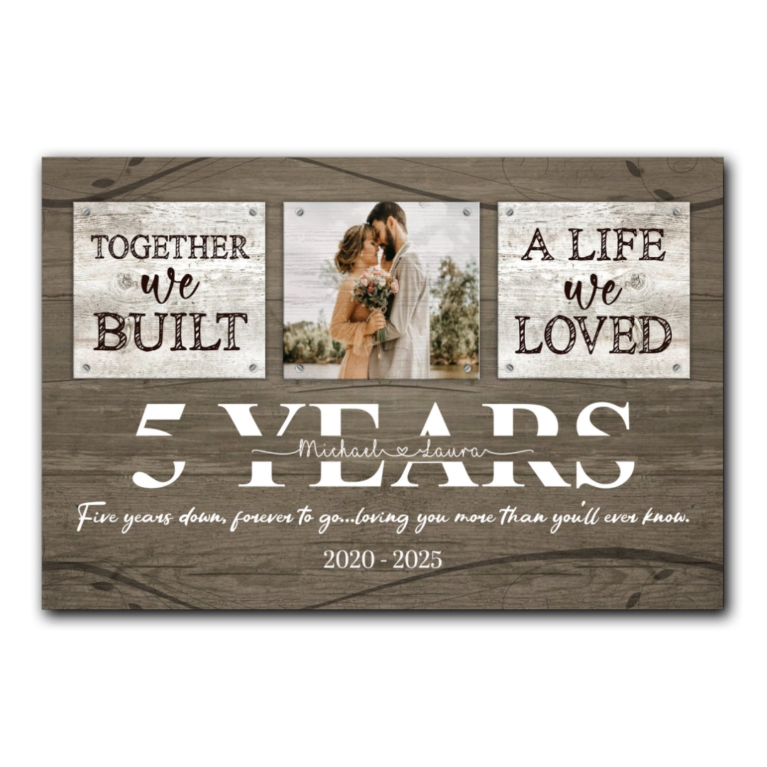 5 Years Together Canvas Personalized Anniversary Gift For Her For Him